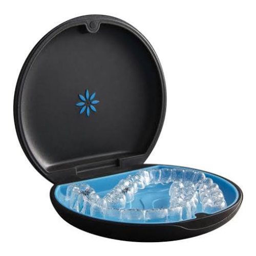 Invisalign clear aligners in a protective case